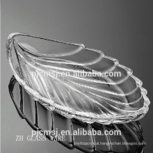 clear leaf shaped crystal fruits plate for home decoration